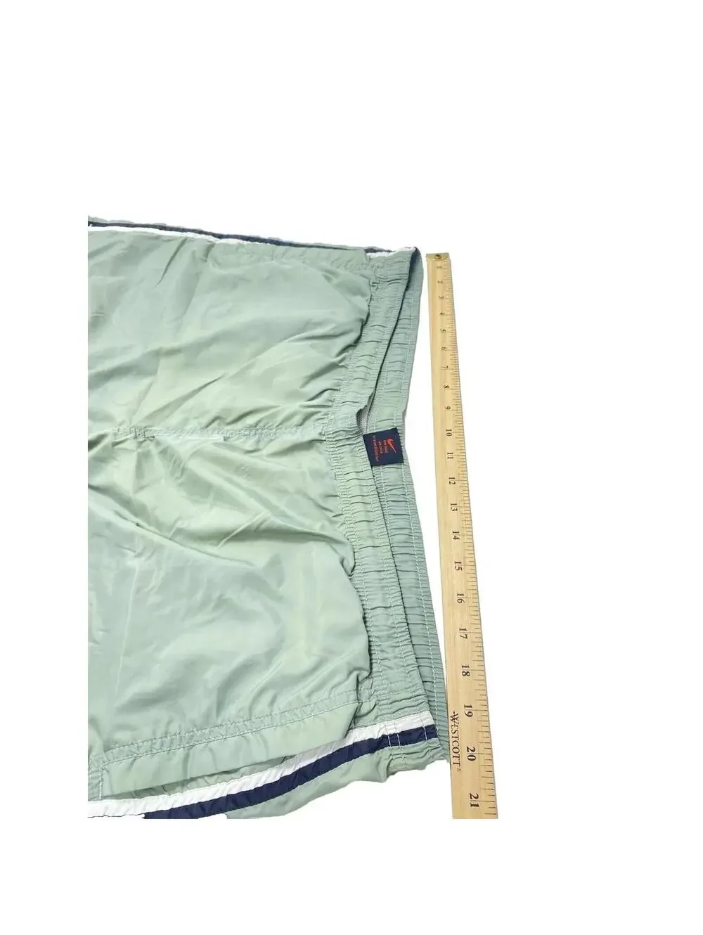 Mens Green Swim Shorts Trunks Built-in Underwear, Size XL, GUC